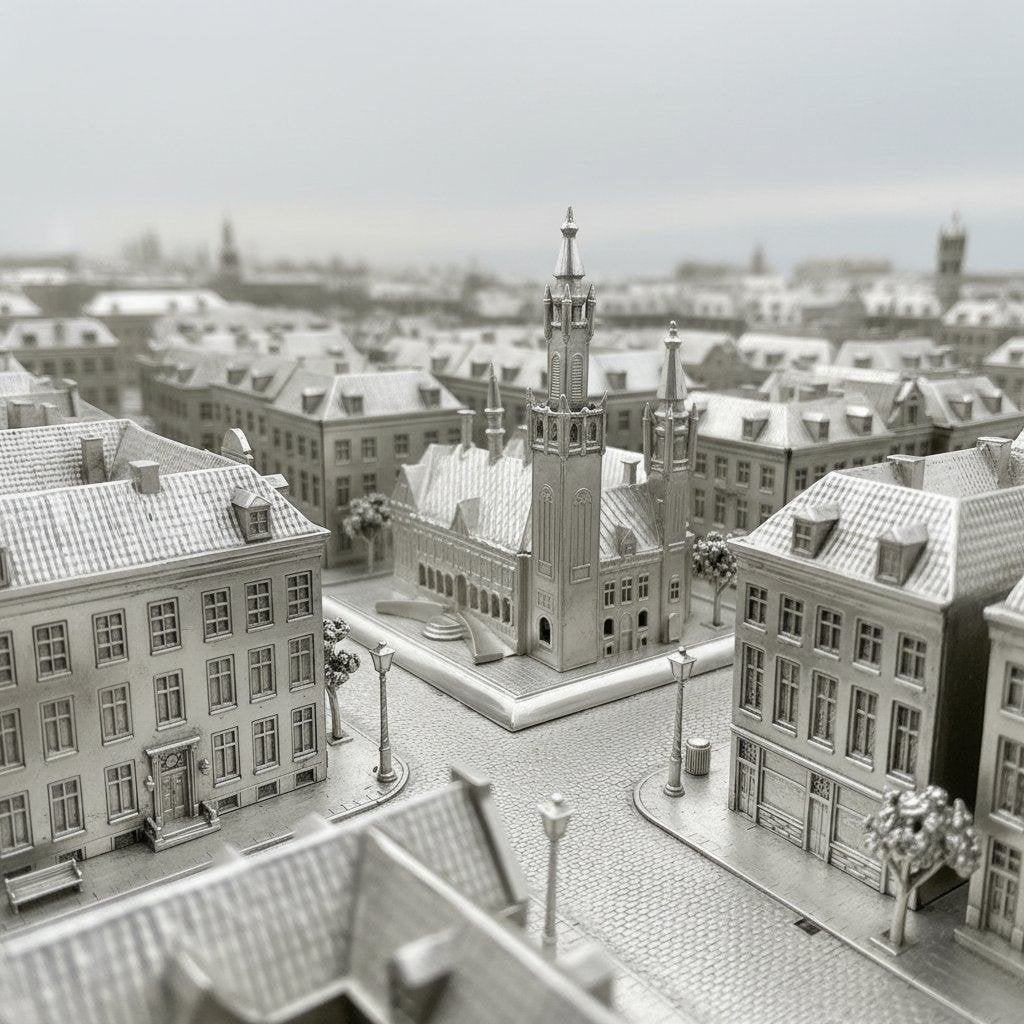 Zilveren vredespaleis, Y.T. van Erp, Leeuwarden, 1913, Antiek en Kunst, Verzenden, Zilver