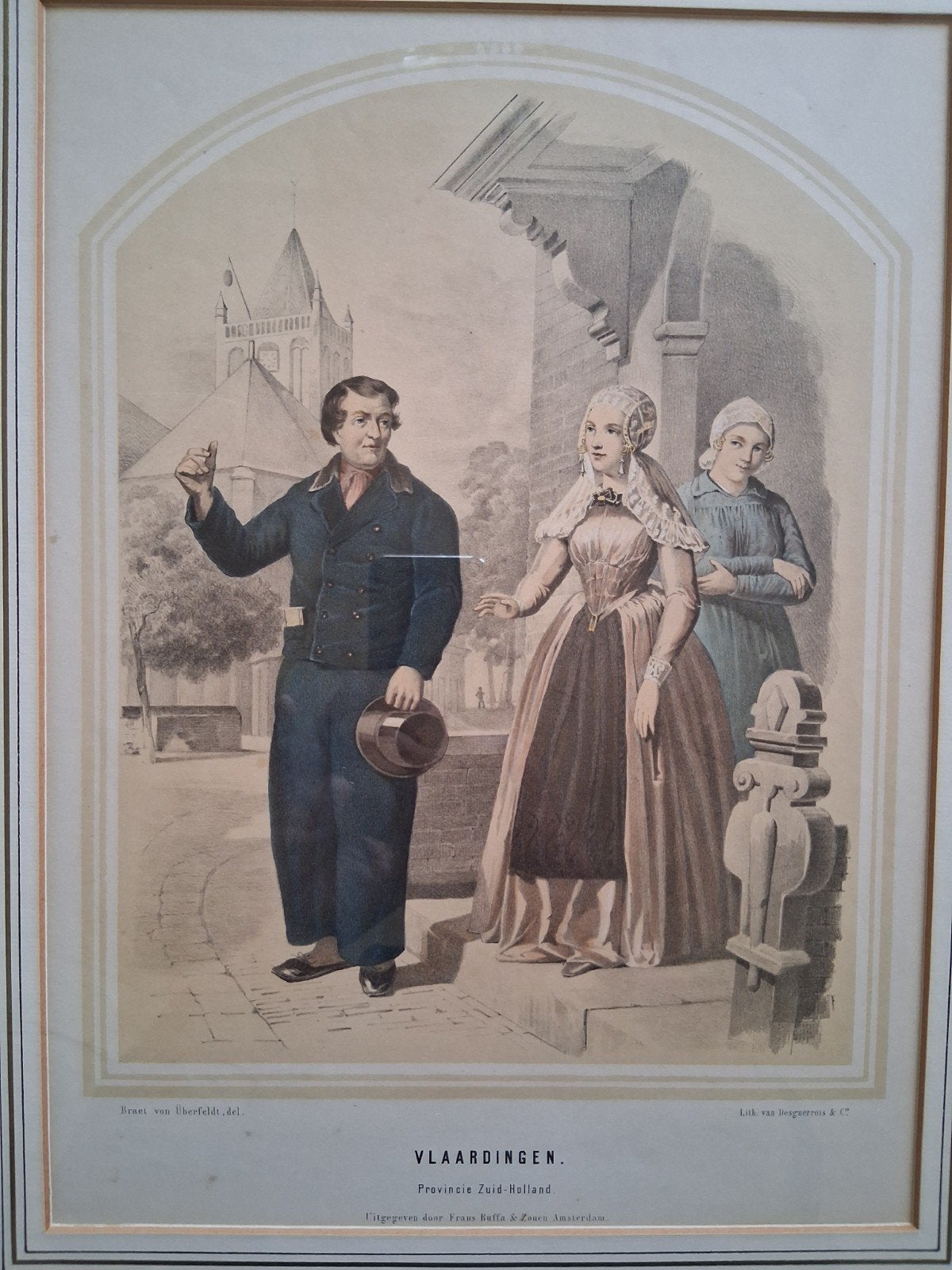 frans buffa klederdracht vlaardingen, Antiek en Kunst, Kunst | Etsen en Gravures, Ophalen of Verzenden