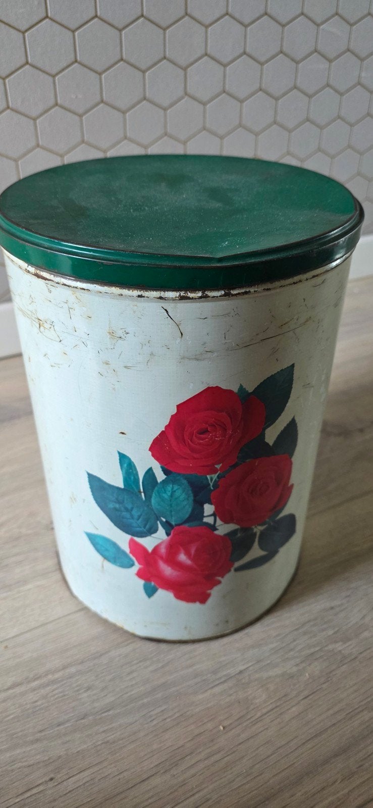 Vintage Tomado Blik met Rozenprint - Made in Holland, Ophalen of Verzenden