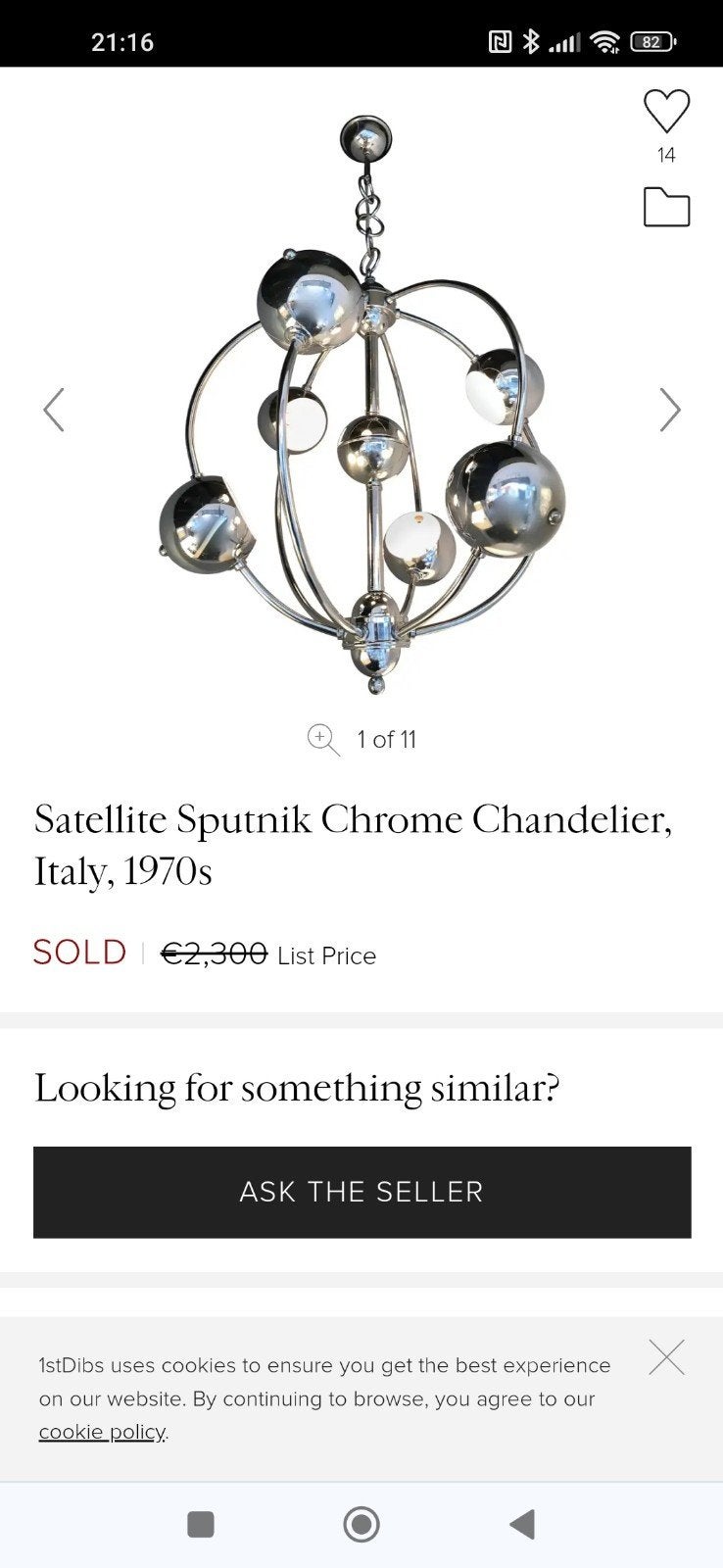 Vintage Sputnik Chroom Kroonluchter, Italië, jaren 70, Huis en Inrichting, Ophalen, Gebruikt, Vintage, Sputnik, Mid-century Modern, Jaren 70