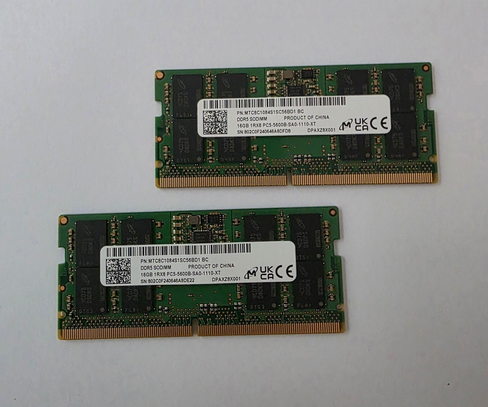 Micron 32GB (2x 16GB) DDR5 SO-DIMM 5600MHz Laptop Geheugen, Computers en Software, RAM geheugen, Ophalen, 32 GB, Zo goed als nieuw