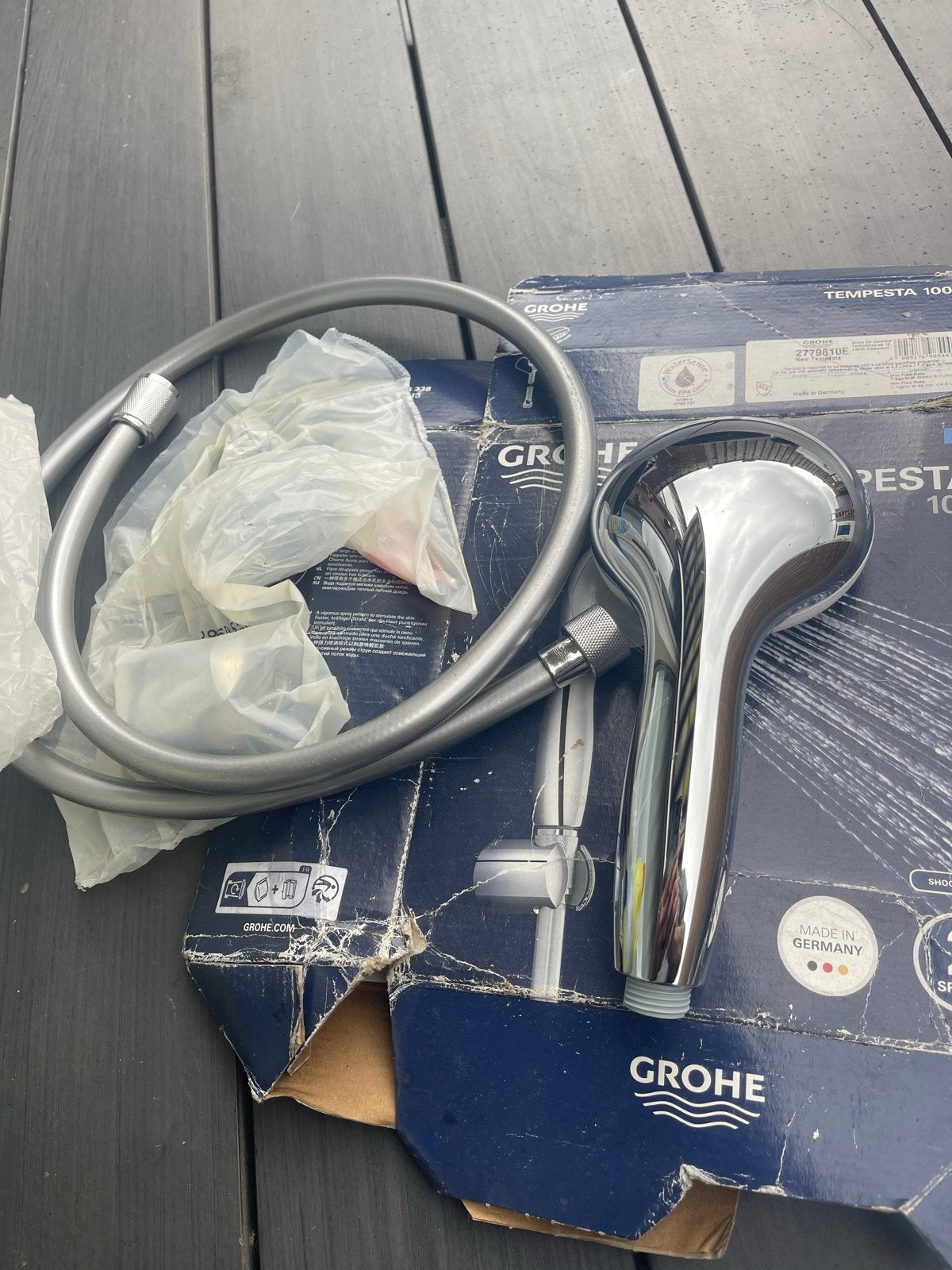 Grohe Tempesta 100 Douchekop met slang - Nieuw in doos, Ophalen of Verzenden, Nieuw, Chroom, Douche