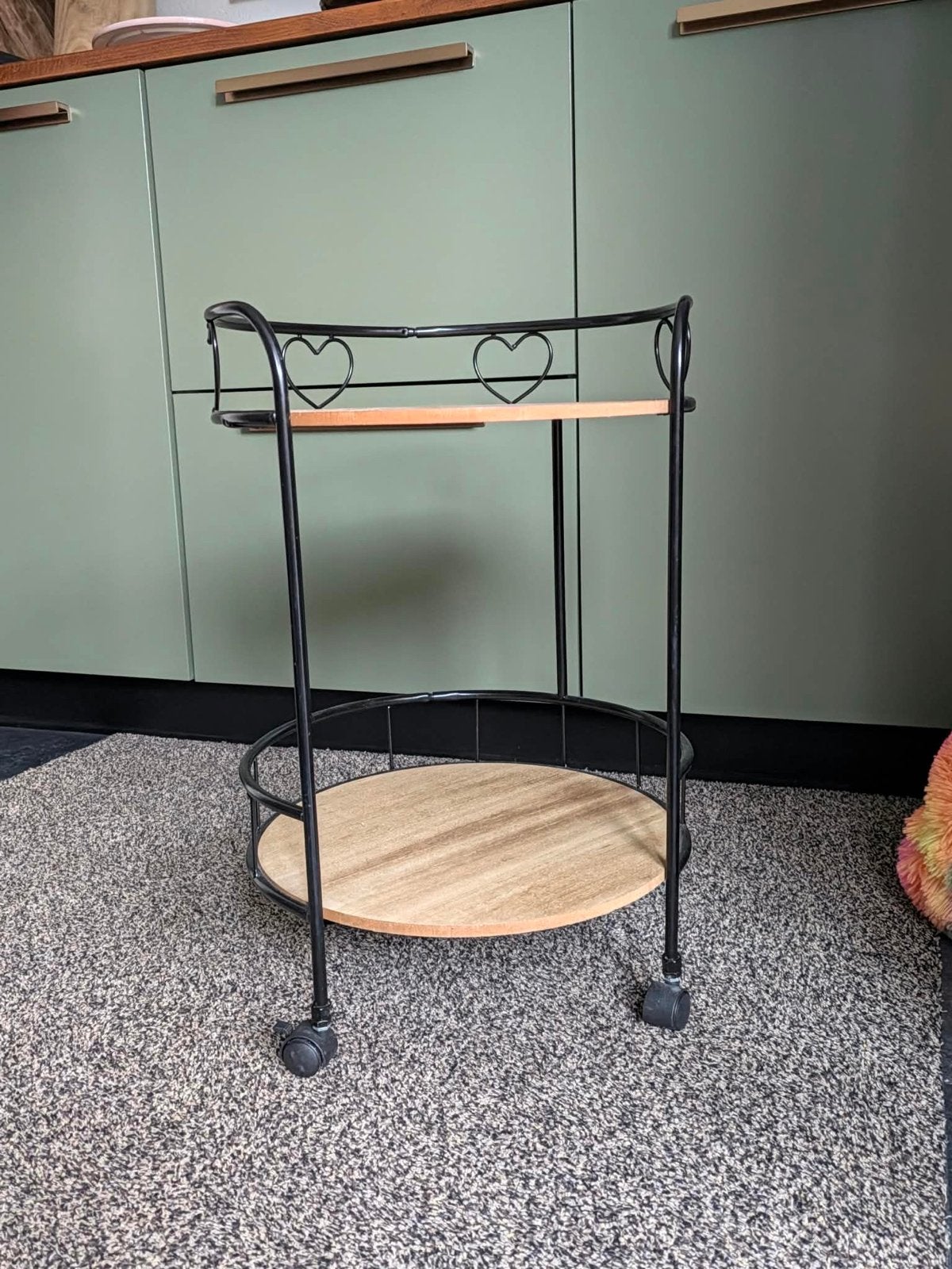 Bijzettafeltje bamboe, Huis en Inrichting, Tafels | Bijzettafels, Minder dan 55 cm, Metaal of Aluminium, Rond, Zo goed als nieuw