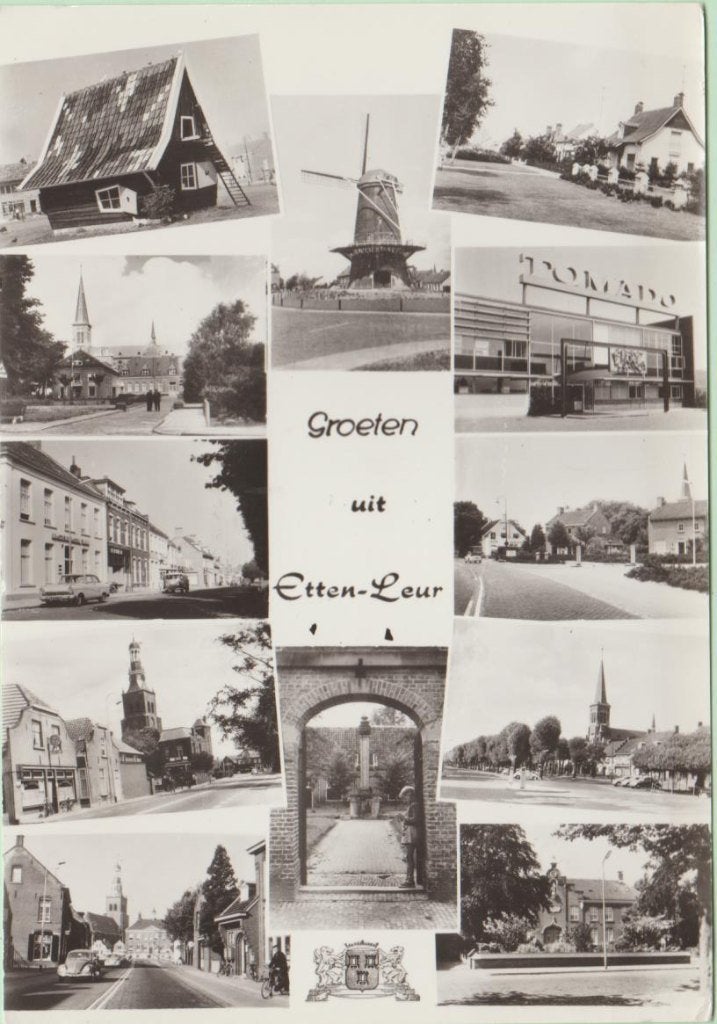 Etten - Leur Groeten uit 12-vensterkaart 1972 met molen, Ophalen, 1960 tot 1980, Gelopen, Noord-Brabant