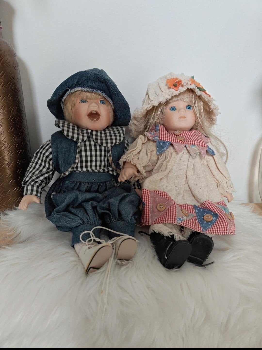 Set van 2 Porseleinen Poppen - Jongen en Meisje, Verzamelen, Poppen, Ophalen of Verzenden, Gebruikt, Pop