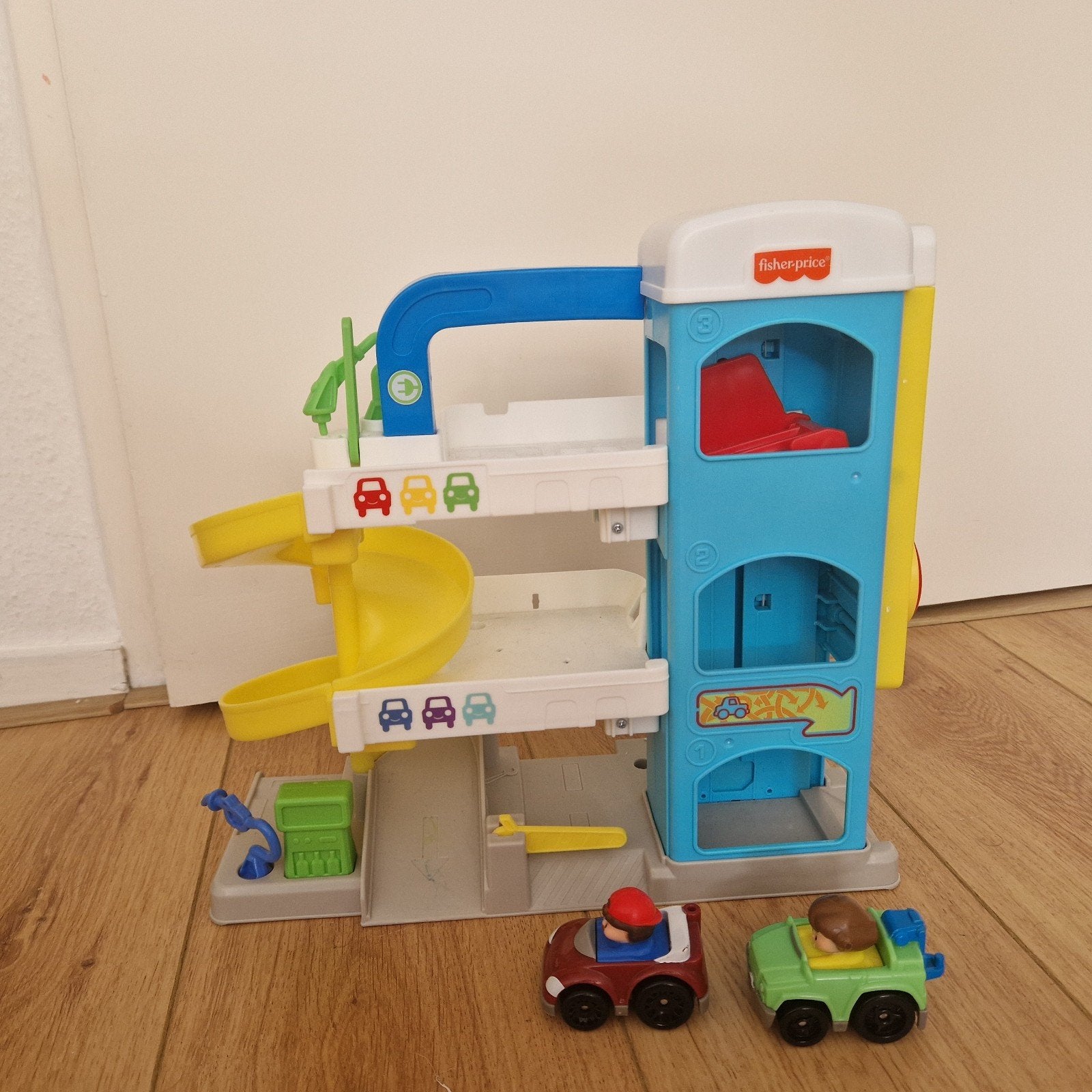 Fisher-Price Little People Garage met 2 auto's, Kinderen en Baby's, Speelgoed | Fisher-Price, Ophalen of Verzenden, Gebruikt, Speelset