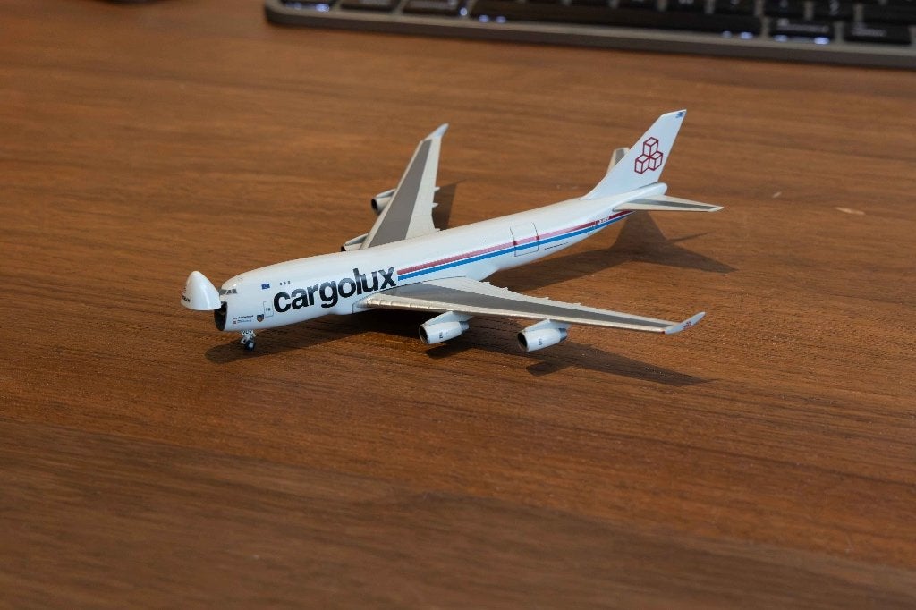 Cargolux Boeing 747-400F schaal 1:500 van Herpa., Overige merken, 1:200 of kleiner, Ophalen of Verzenden, Zo goed als nieuw