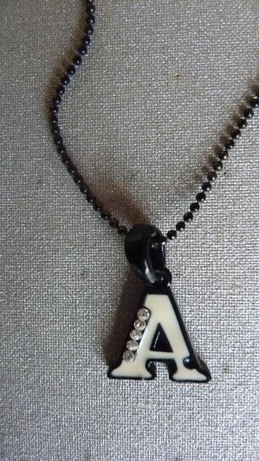 Ketting met hanger 'A', Overige materialen, Met strass, Zwart, Ophalen of Verzenden