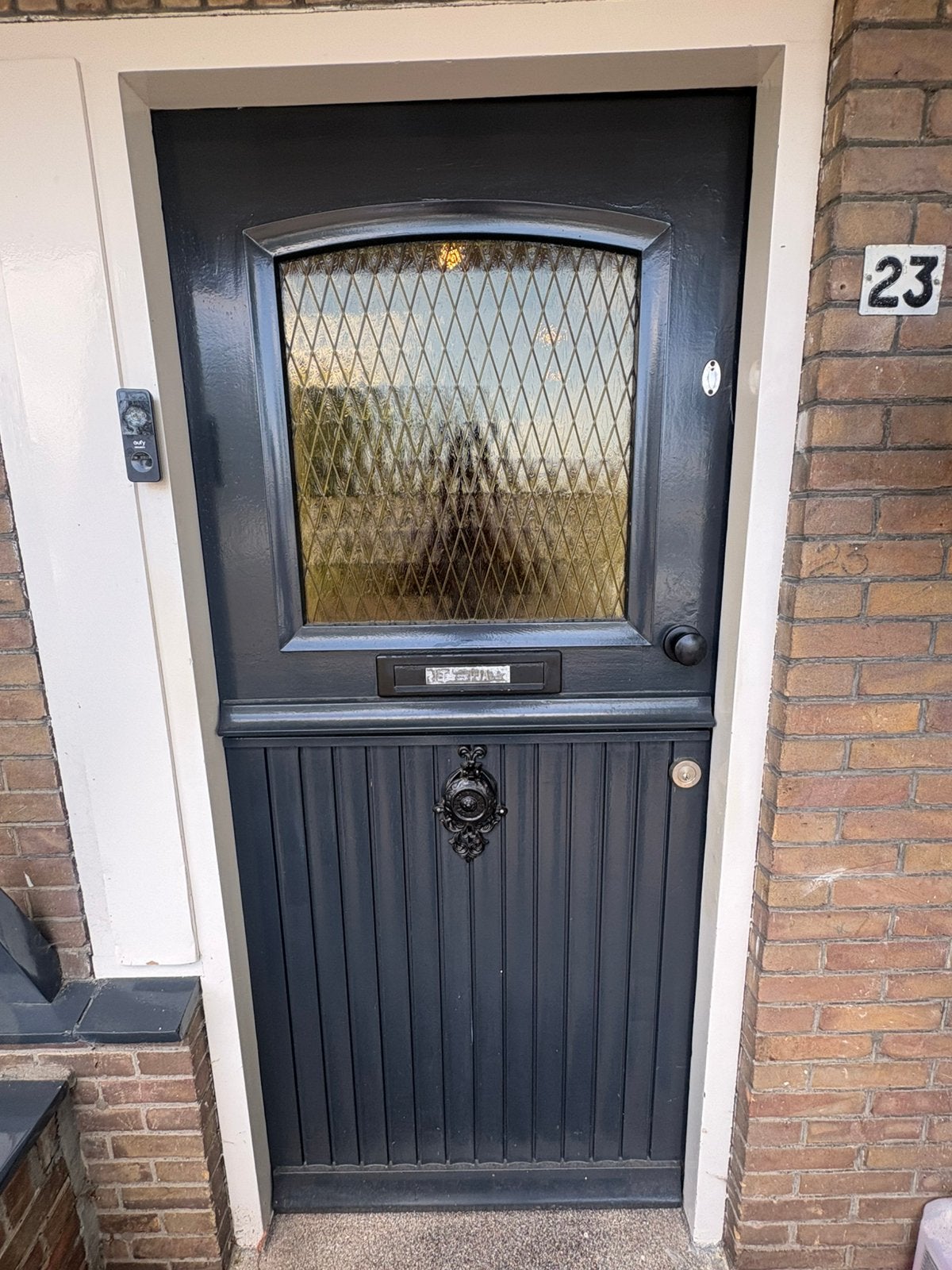 Hardhouten voordeur 92 x 211 cm incl oplegslot, Ophalen, 80 tot 100 cm, 200 tot 215 cm, Glas