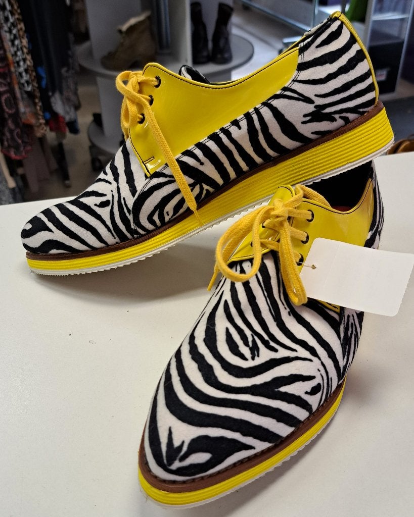 Pepe Milán zebra + gele lak oxford veter schoenen 41 49990, ., Geel, Ophalen of Verzenden, Zo goed als nieuw