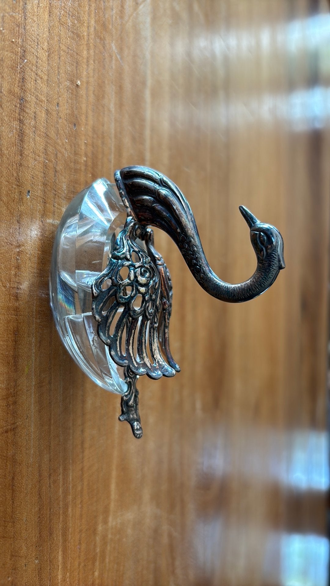 Vintage zwaan zoutvaatje van glas met verzilverd metaal, Ophalen of Verzenden, Gebruikt, Zilver, Overige materialen