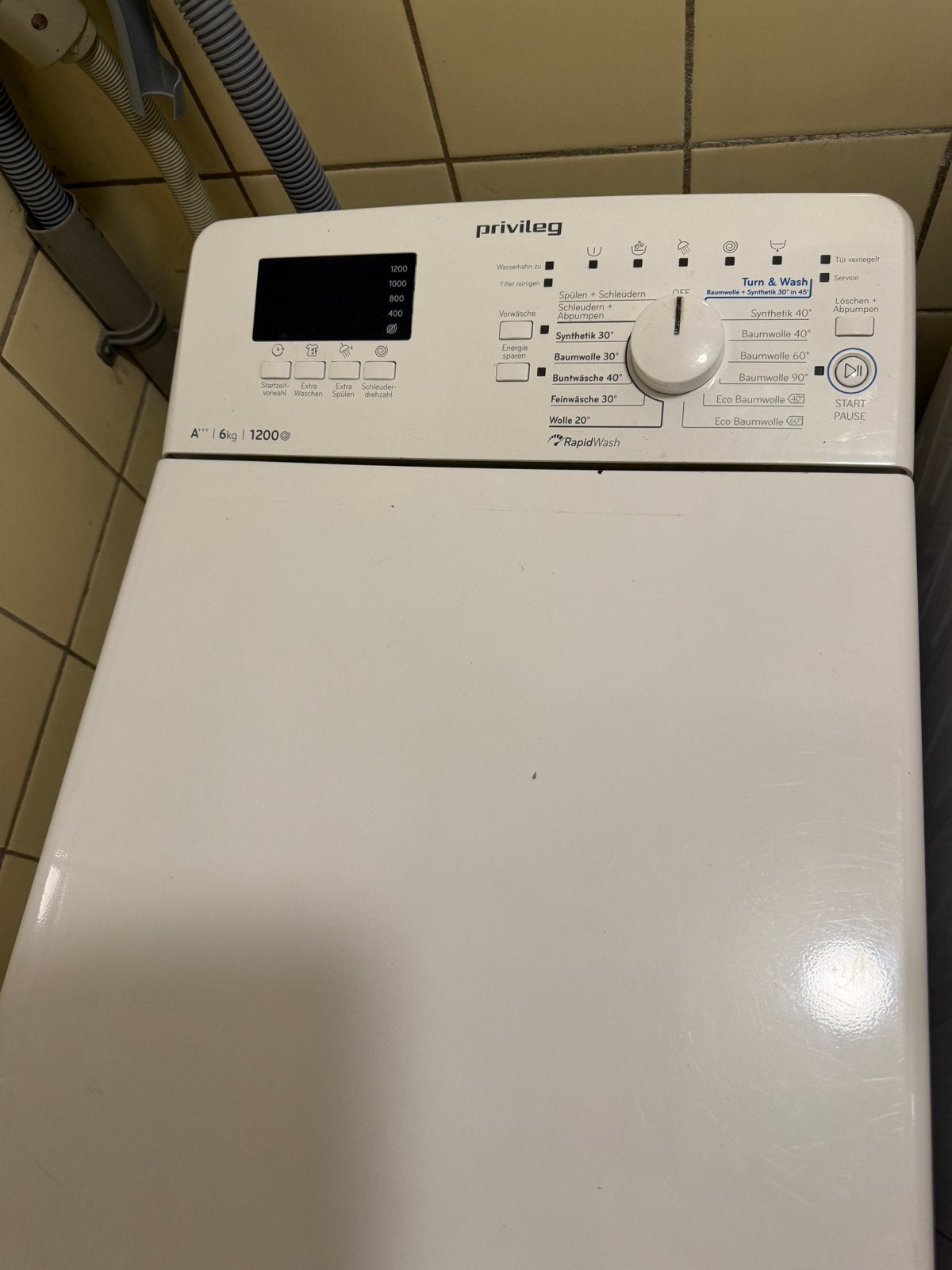 Privileg Bovenlader Wasmachine A+++ 6kg 1200 toeren, Witgoed en Apparatuur, Wasmachines, Ophalen, 1200 tot 1600 toeren, Gebruikt