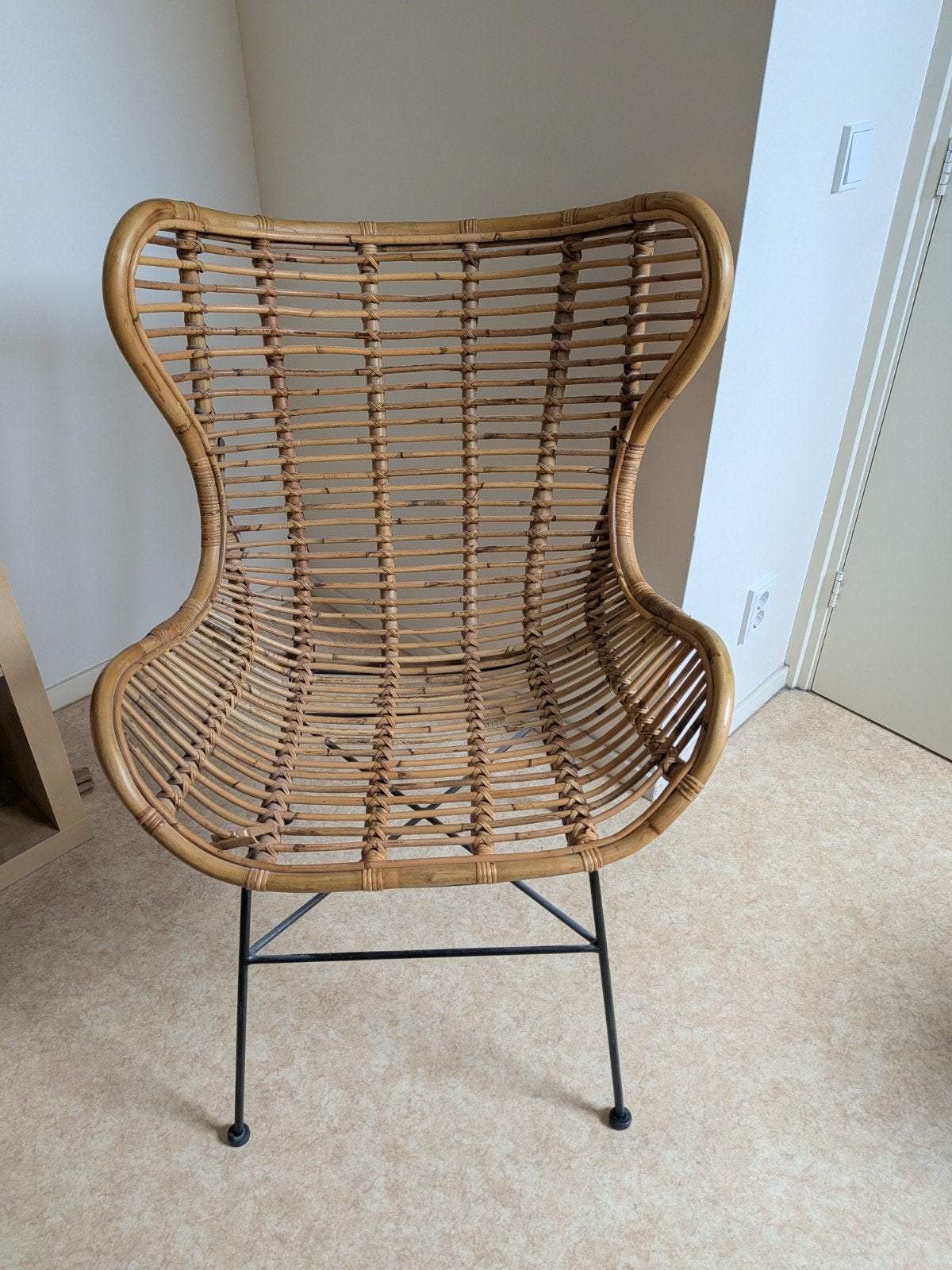 Rotan fauteuil, Ophalen, 75 tot 100 cm, Zo goed als nieuw, Metaal