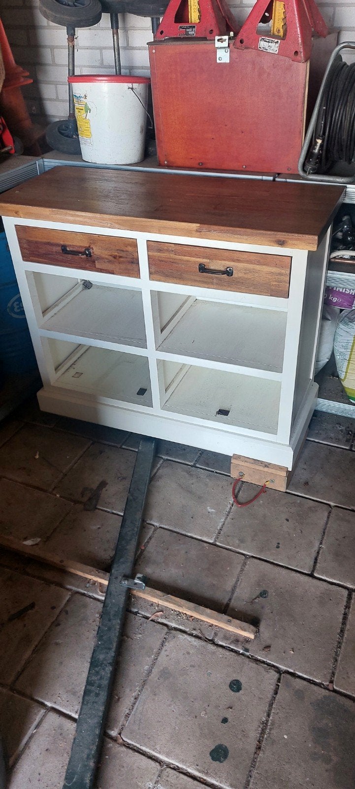 Landelijke dressoir/kastje met lades en open vakken, Ophalen, Gebruikt, 50 tot 100 cm, Met lade(s)