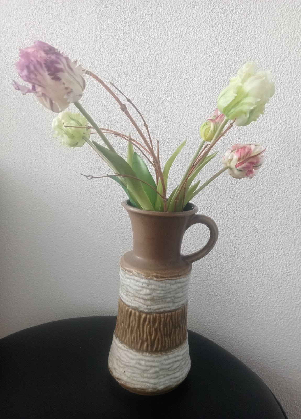 Vintage West Germany vaas jaren 60 - 70, 26 cm, Bruin, Ophalen of Verzenden, Zo goed als nieuw
