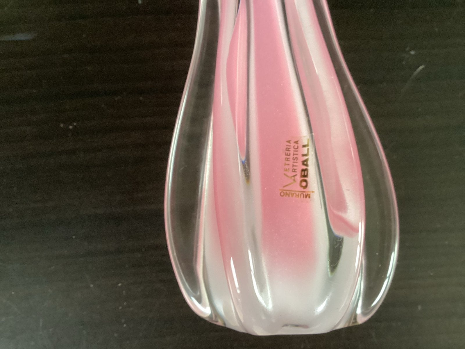 Murano oball glazen vaasje roze puntgaaf, Ophalen of Verzenden