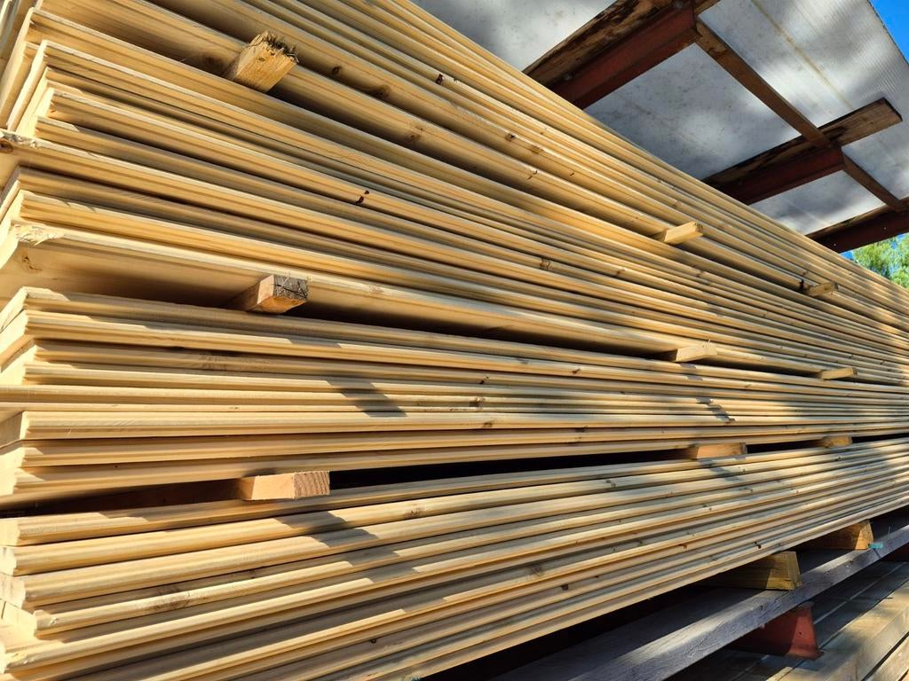 Vellingschroten, visbek delen vuren 18x135mm 390cm lang, Doe-het-zelf en Verbouw, Hout en Planken, Ophalen, Minder dan 25 mm, Nieuw