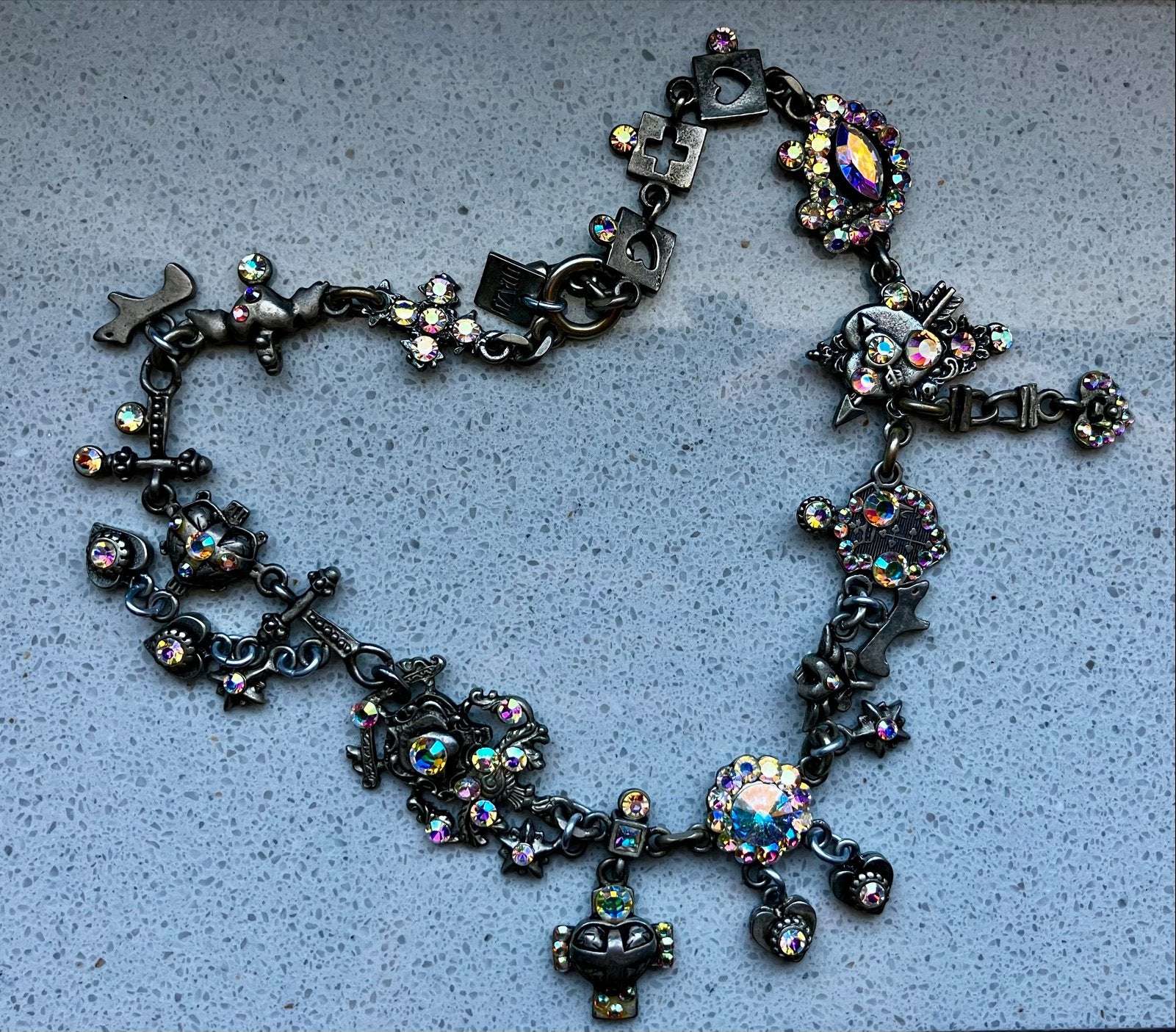 Vintage Otazu ketting met kristallen, Met kristal, Overige materialen, Gebruikt, Overige kleuren