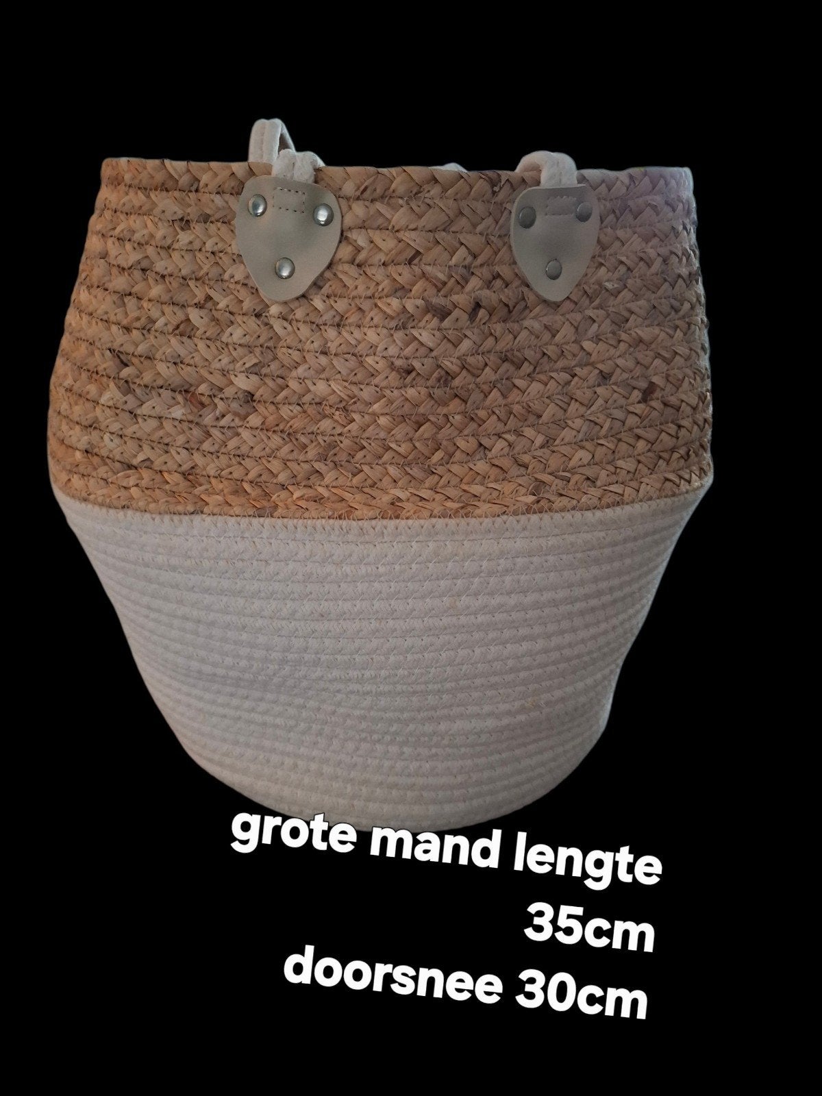 Grote rieten mand, 35x30cm, ook leuk voor kerstboom, Ophalen, Gebruikt, Gevlochten, Mand