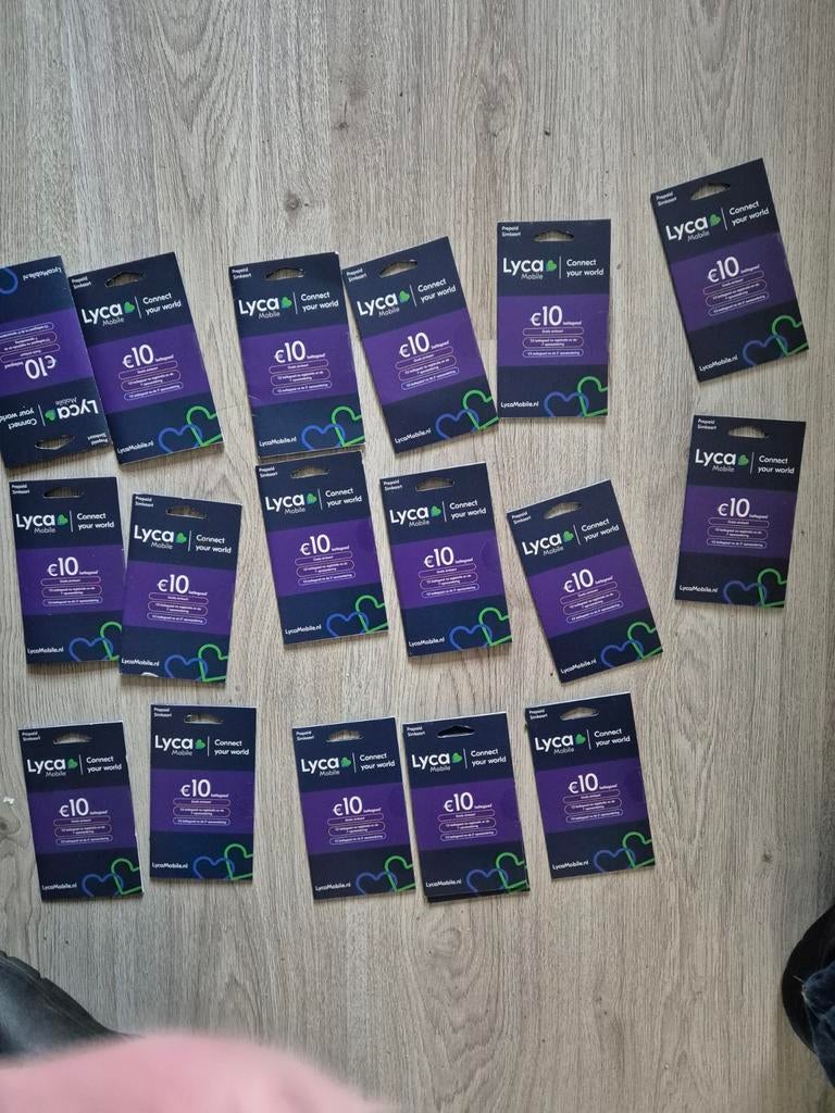 18 x Lyca Mobile Simkaart met 10 euro beltegoed waarde 180, Ophalen of Verzenden, Nieuw, Overige providers