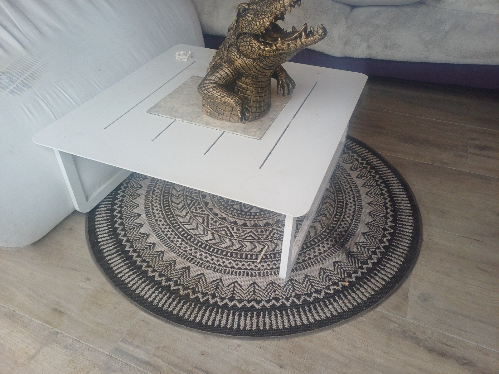 Rond vloerkleed met etnisch patroon 120 cm, Gebruikt, Rond, Ophalen of Verzenden, Etnisch
