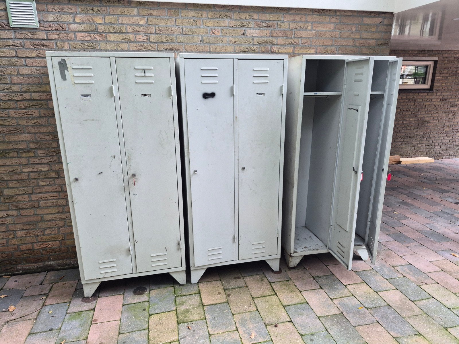 stalen lockers 3x, Ophalen, Gebruikt, Stalen lockers