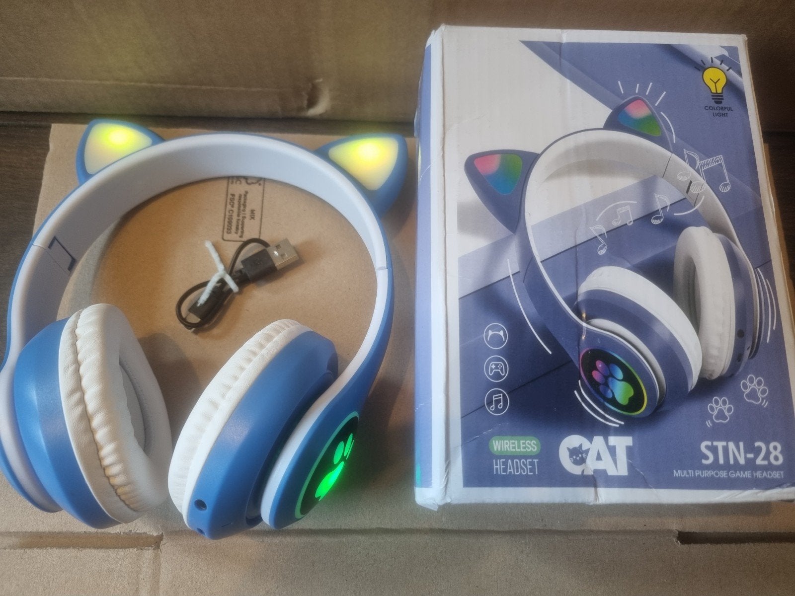 Leuke draadloze koptelefoon met kattenoren en LED-licht, Overige merken, Draadloos, Nieuw, Ophalen of Verzenden