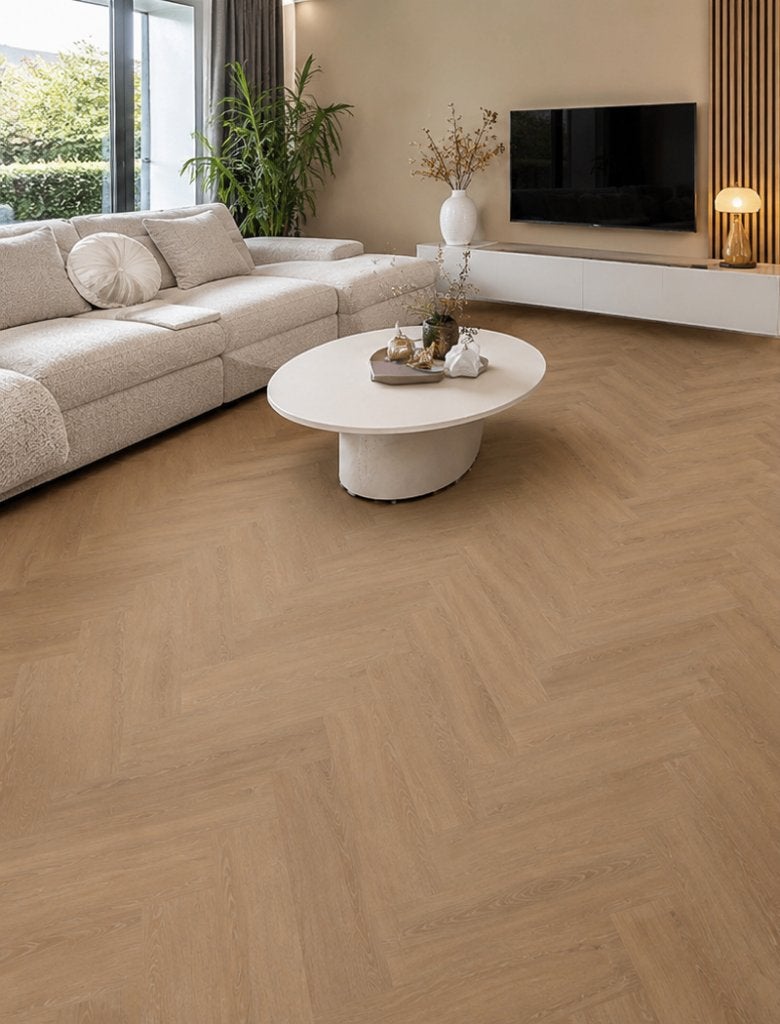 Visgraat Plak Pvc Natuur Dark 192-05 Toplaag 0,55 €23,95m2, Bruin, 75 m² of meer, Nieuw, Ophalen of Verzenden