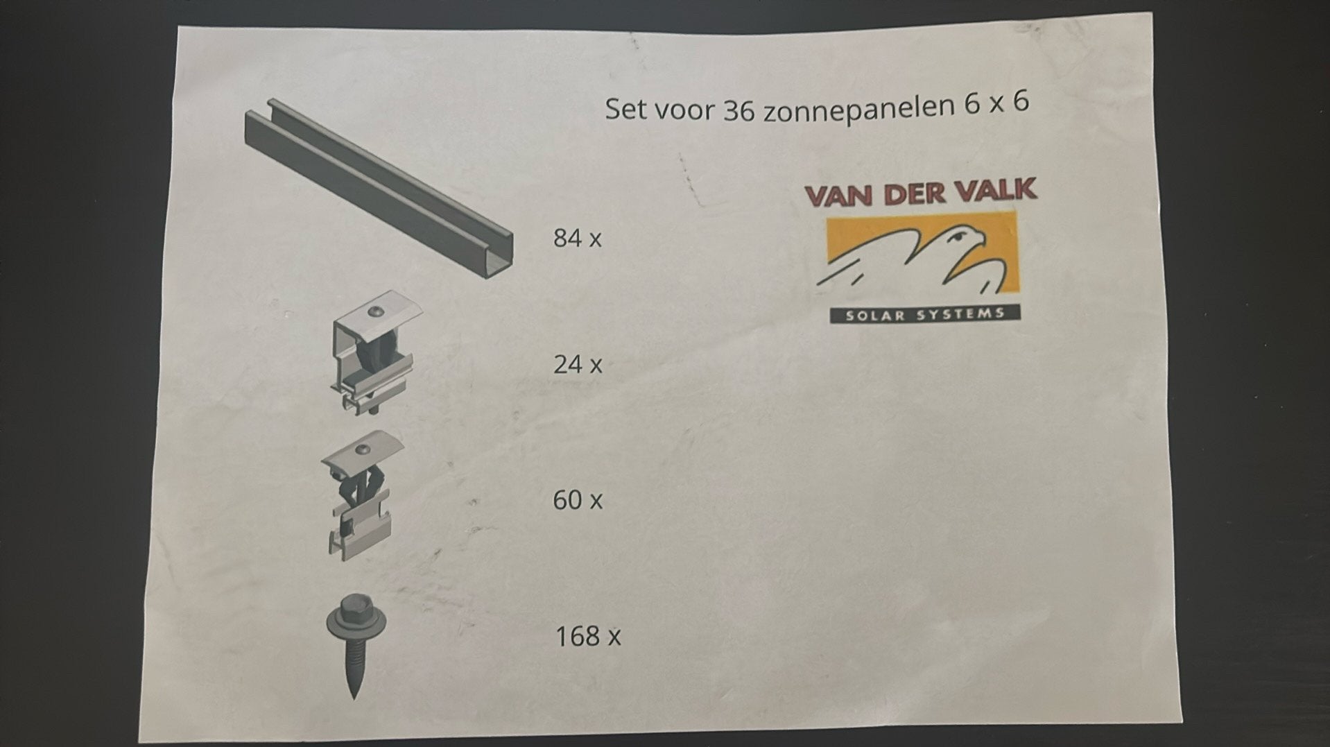 Van der Valk Solar montageset staaldak 36 panelen (6x6)NIEUW, Ophalen of Verzenden, Nieuw, Compleet systeem