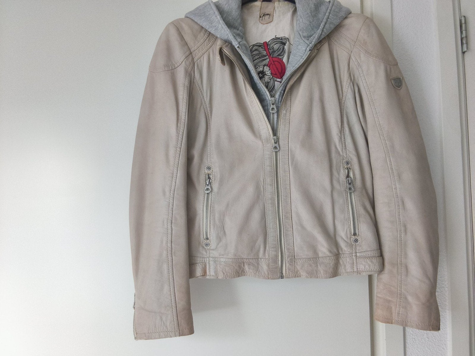 Leren jasje van Gipsy met afneembare capuchon, Beige, Ophalen of Verzenden, Gedragen, Gipsy