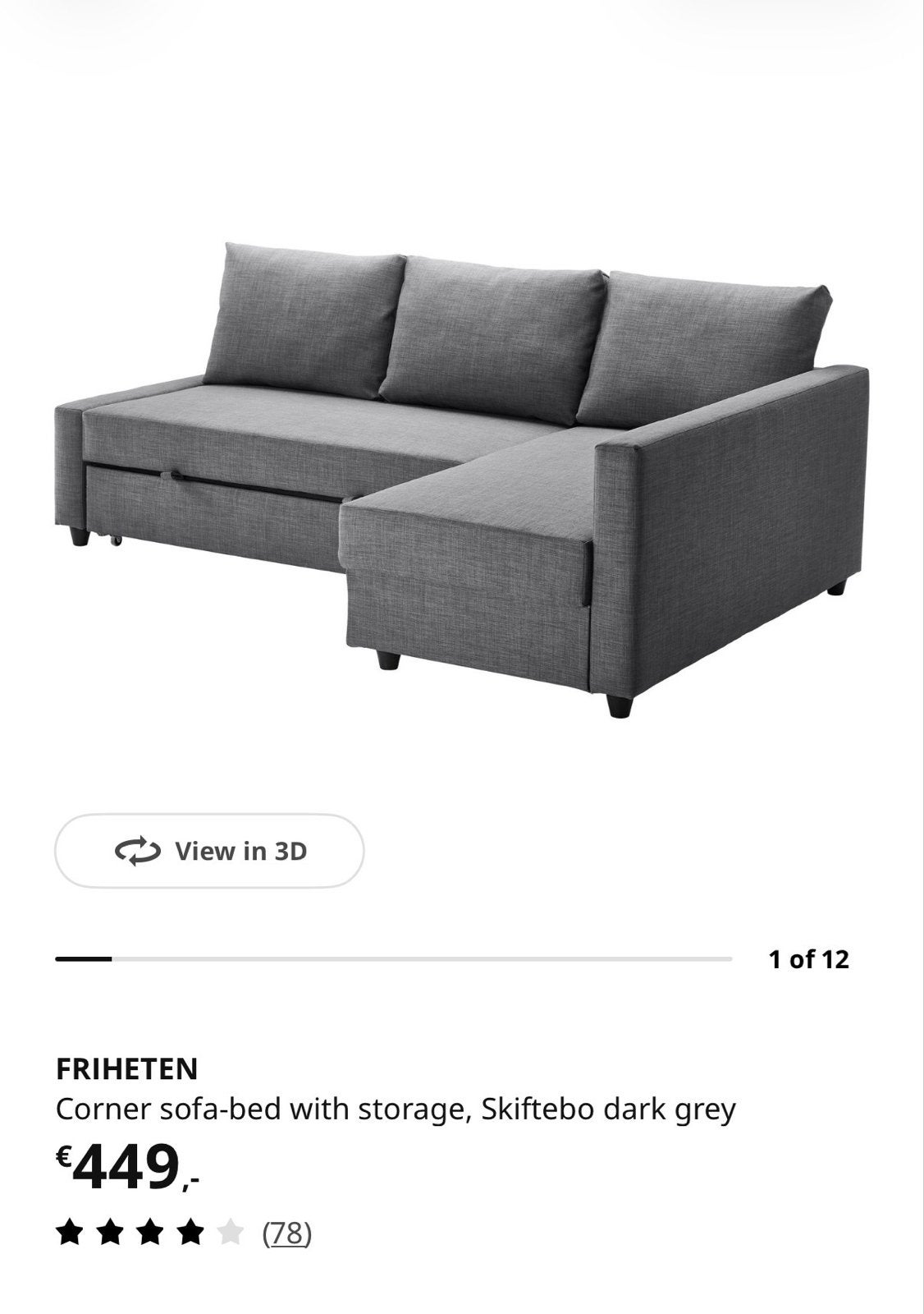 IKEA FRIHETEN Hoekbank met opbergruimte + 2 kussens extra, Huis en Inrichting, Ophalen, Gebruikt, Tweepersoons, Overige maten