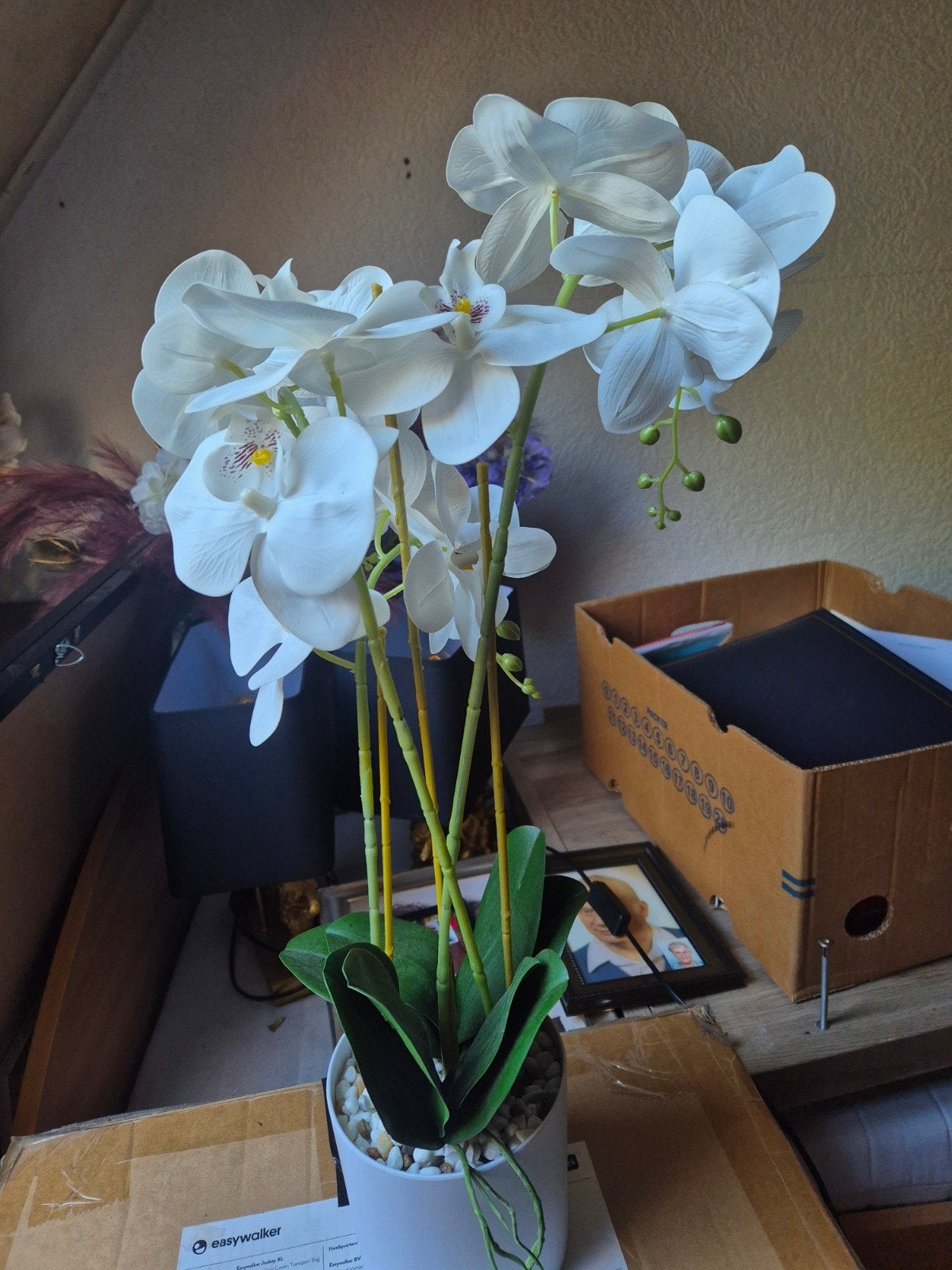 Witte kunst orchidee in pot - realistische look, Ophalen, Onderhoudsvrij, Kunstplant, Kunststof