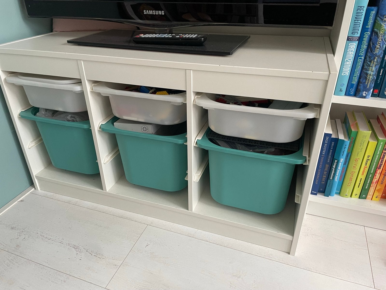 Ikea trofast kast met opbergbakken, Gebruikt, Ophalen of Verzenden, 75 tot 100 cm, Minder dan 50 cm