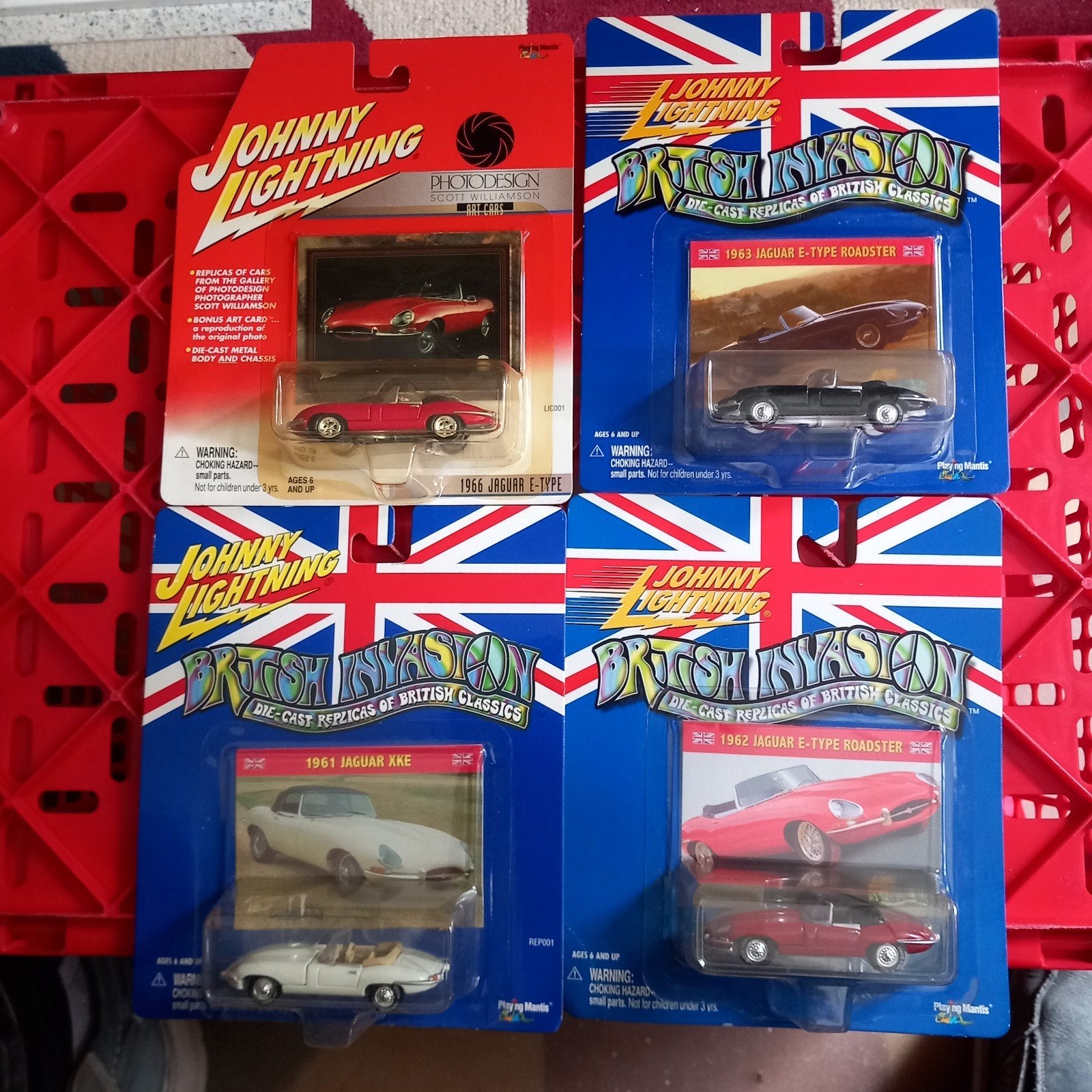 Johnny Lightning Jaguar E-Type Die-Cast Modellen (4 stuks), Ophalen of Verzenden, Nieuw, Auto, Overige merken