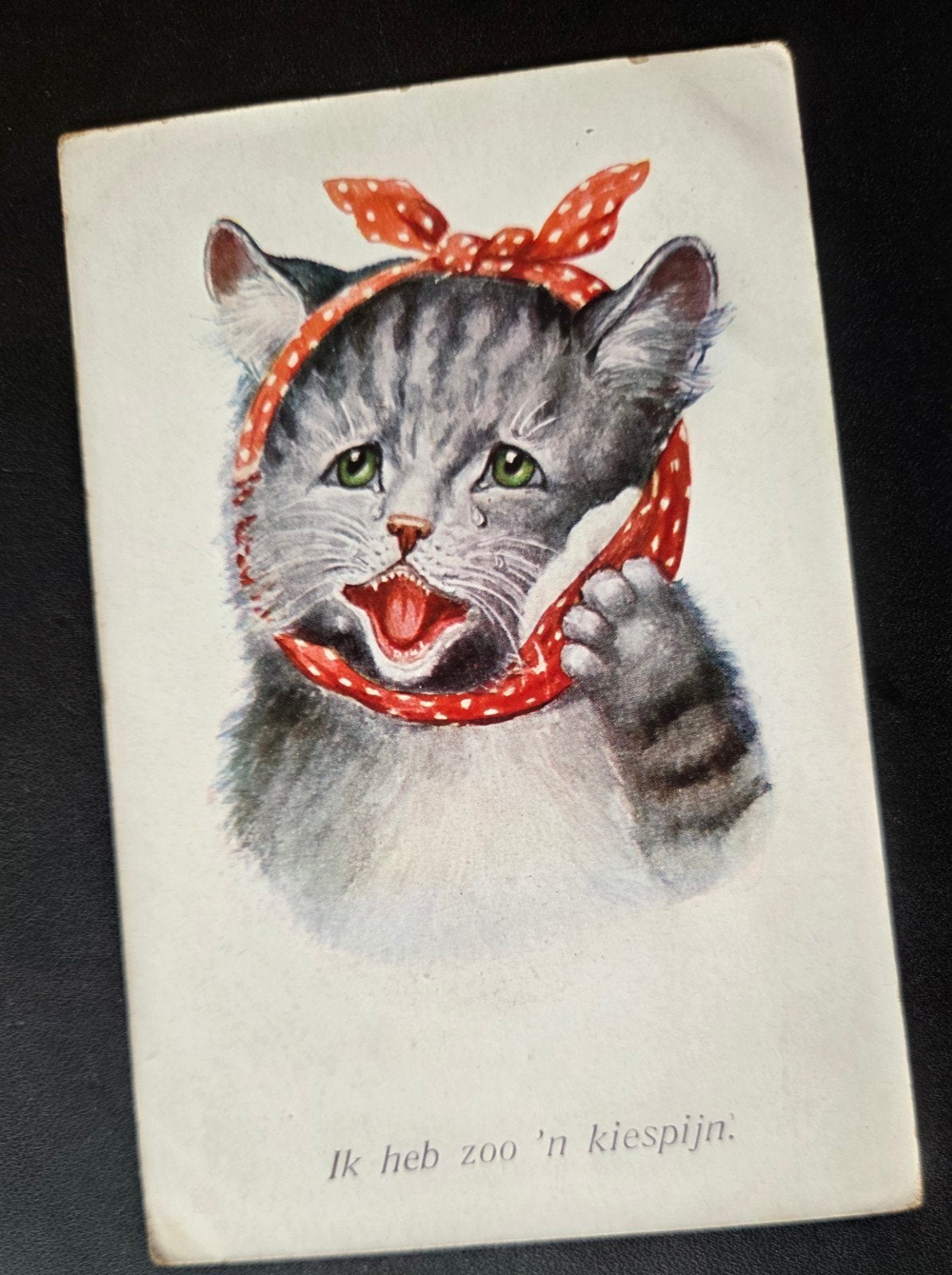 Huilend Katje met Kiespijn, Verzenden, Voor 1920, Ongelopen, Hond of Kat