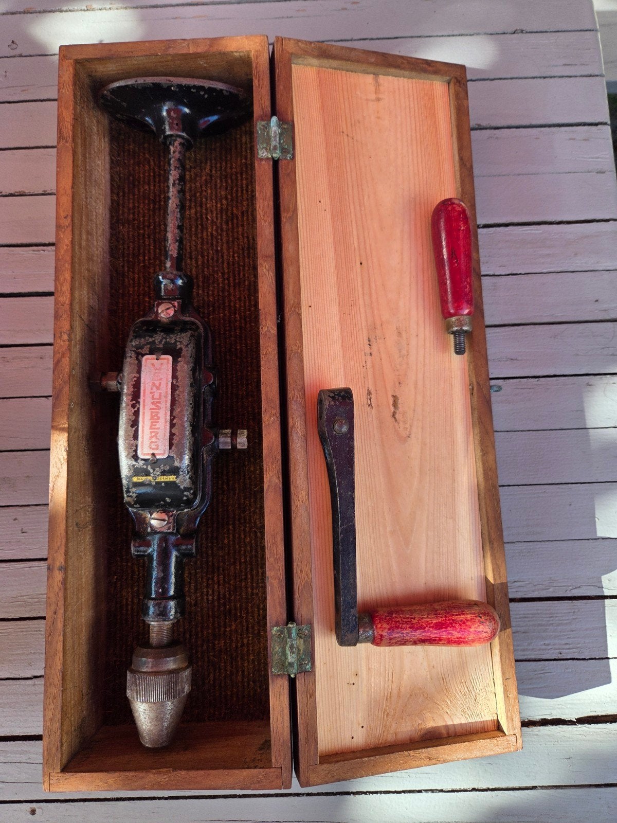 Handboor, manuele boor, Vernusberg, made in Germany. In kist, Antiek en Kunst, Antiek | Gereedschap en Instrumenten, Ophalen