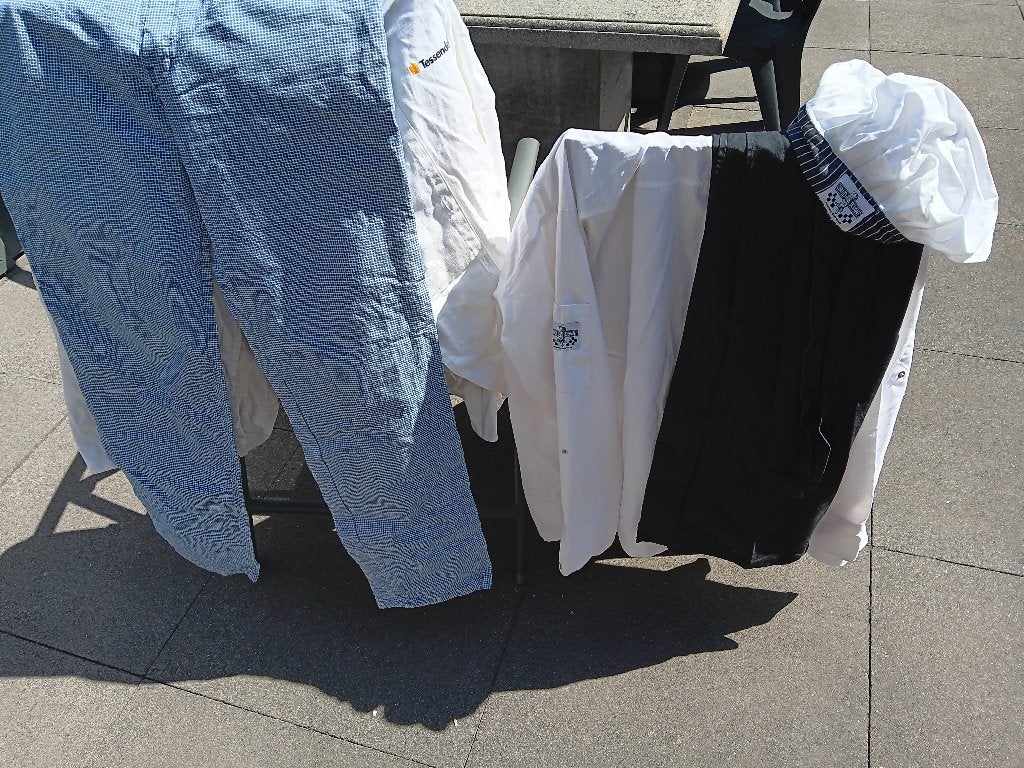 werkkleding kok/schoolopleiding, Kleding | Heren, Broeken en Pantalons, Ophalen, Onbekend, Gedragen, Meerkleurig