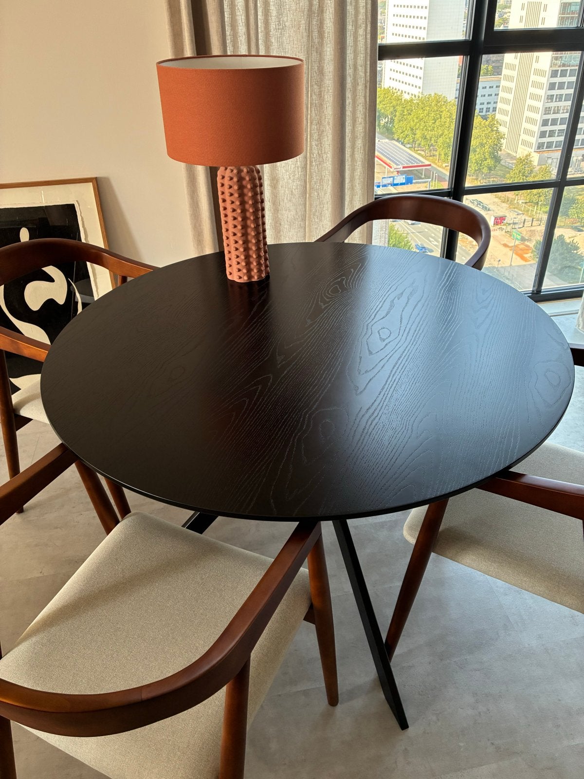 WOOOD eettafel Bruno zwart 120 x 75 cm, Huis en Inrichting, Tafels | Eettafels, Ophalen, Gebruikt, 100 tot 150 cm, Rond