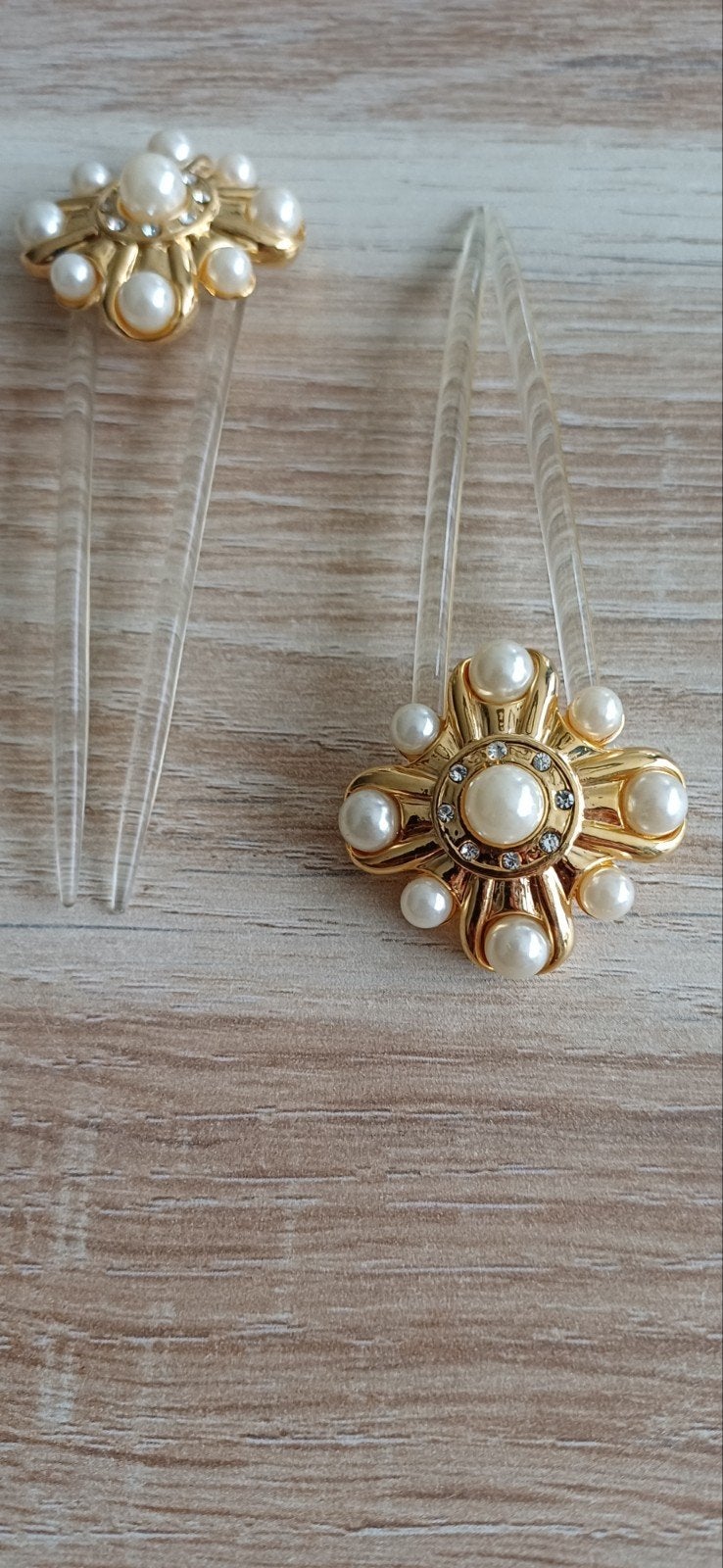 Set van 2 gouden haarclips met parels en strass, Ophalen of Verzenden, Nieuw