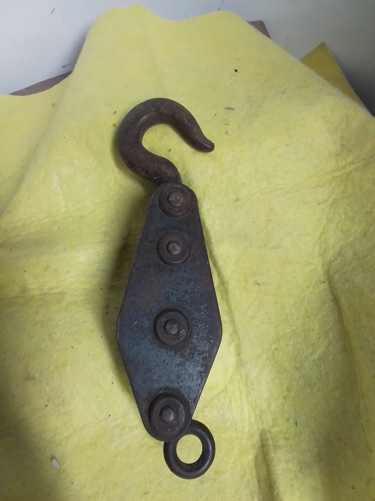 15834) antieke dubbele katrol  hoog 25cm, Antiek en Kunst, Ophalen of Verzenden
