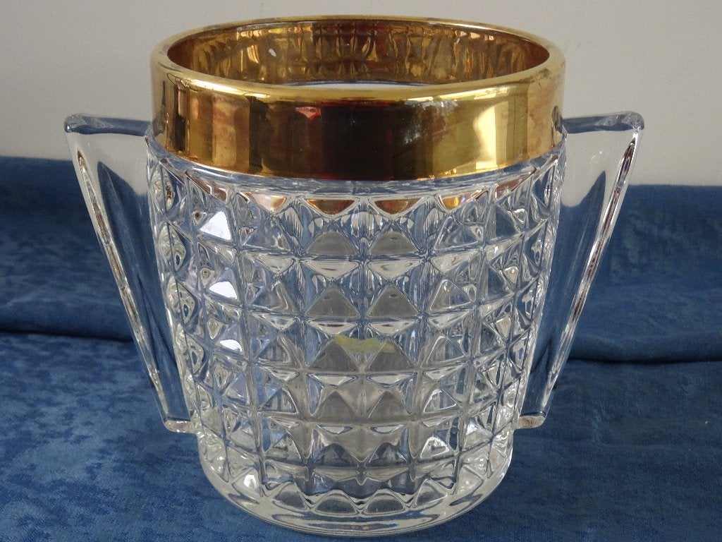 Zwaar geslepen kristal ijsemmer gouden rand, Ophalen of Verzenden, Huis en Inrichting