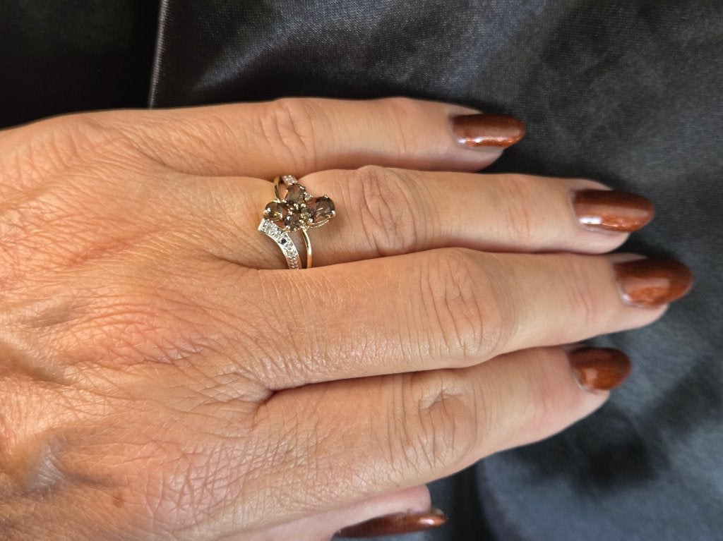 Gouden Vintage ring edelsteen topaas en diamant. 2026/691, Overige kleuren, ., Ophalen of Verzenden, Zo goed als nieuw