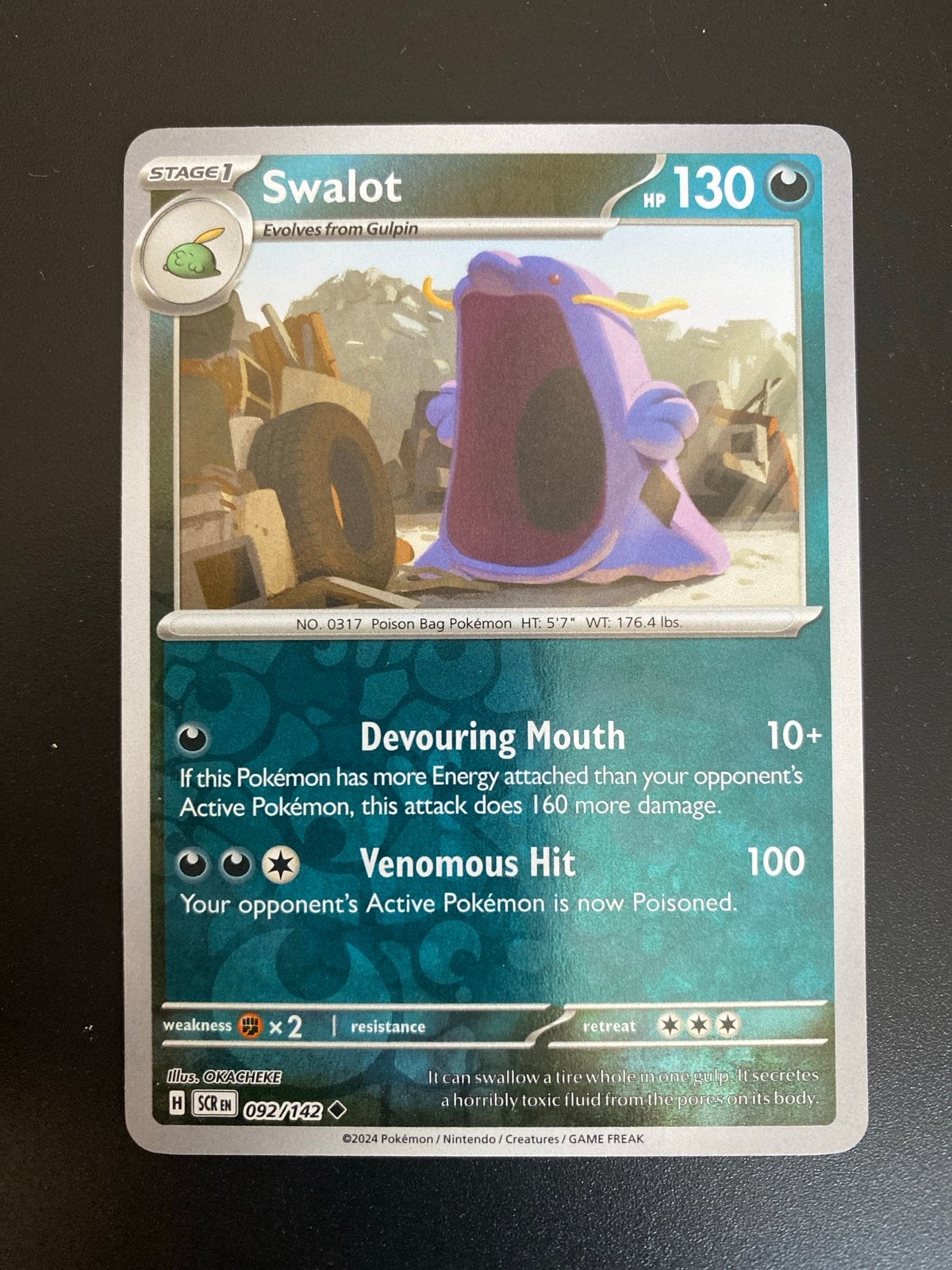 Swalot 092/142 Reverse Holo Pokémon Stellar Crown, Ophalen of Verzenden, Zo goed als nieuw, Losse kaart, Foil