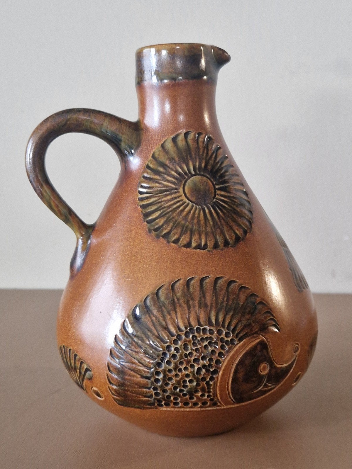 Vintage aardewerk kruik met egel decoratie, Antiek en Kunst, Ophalen of Verzenden
