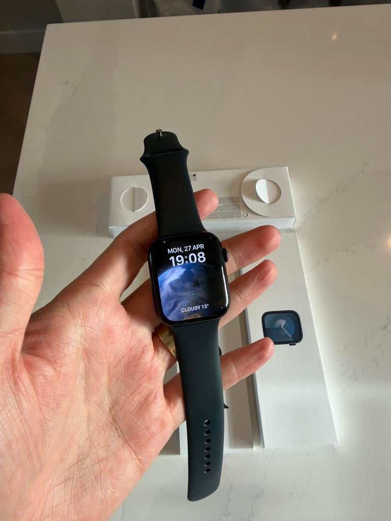 APPLE WATCH S9 45mm - Black, Zwart, IOS, Ophalen of Verzenden, Zo goed als nieuw