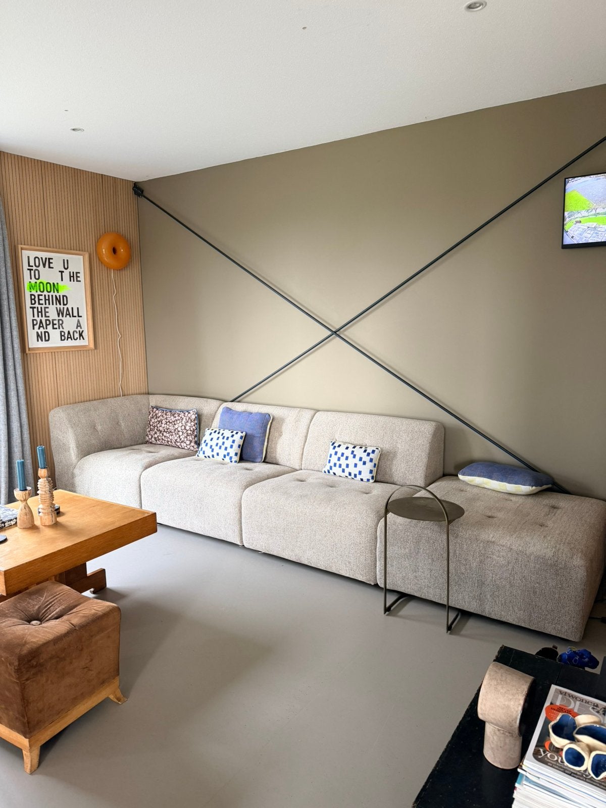 HKliving Vint bank, Huis en Inrichting, Ophalen, Driepersoons, 75 tot 100 cm, Zo goed als nieuw