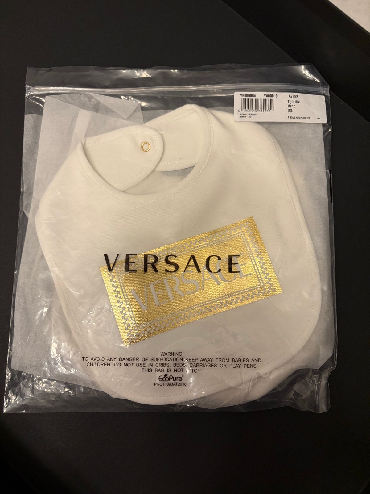 Nieuwe Versace baby slabbetje – wit/goud, Ophalen of Verzenden, Nieuw