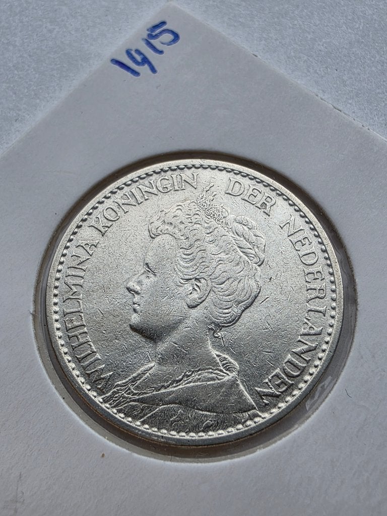 1 gulden 1915, Postzegels en Munten, 1 gulden, Zilver, Ophalen of Verzenden, Koningin Wilhelmina