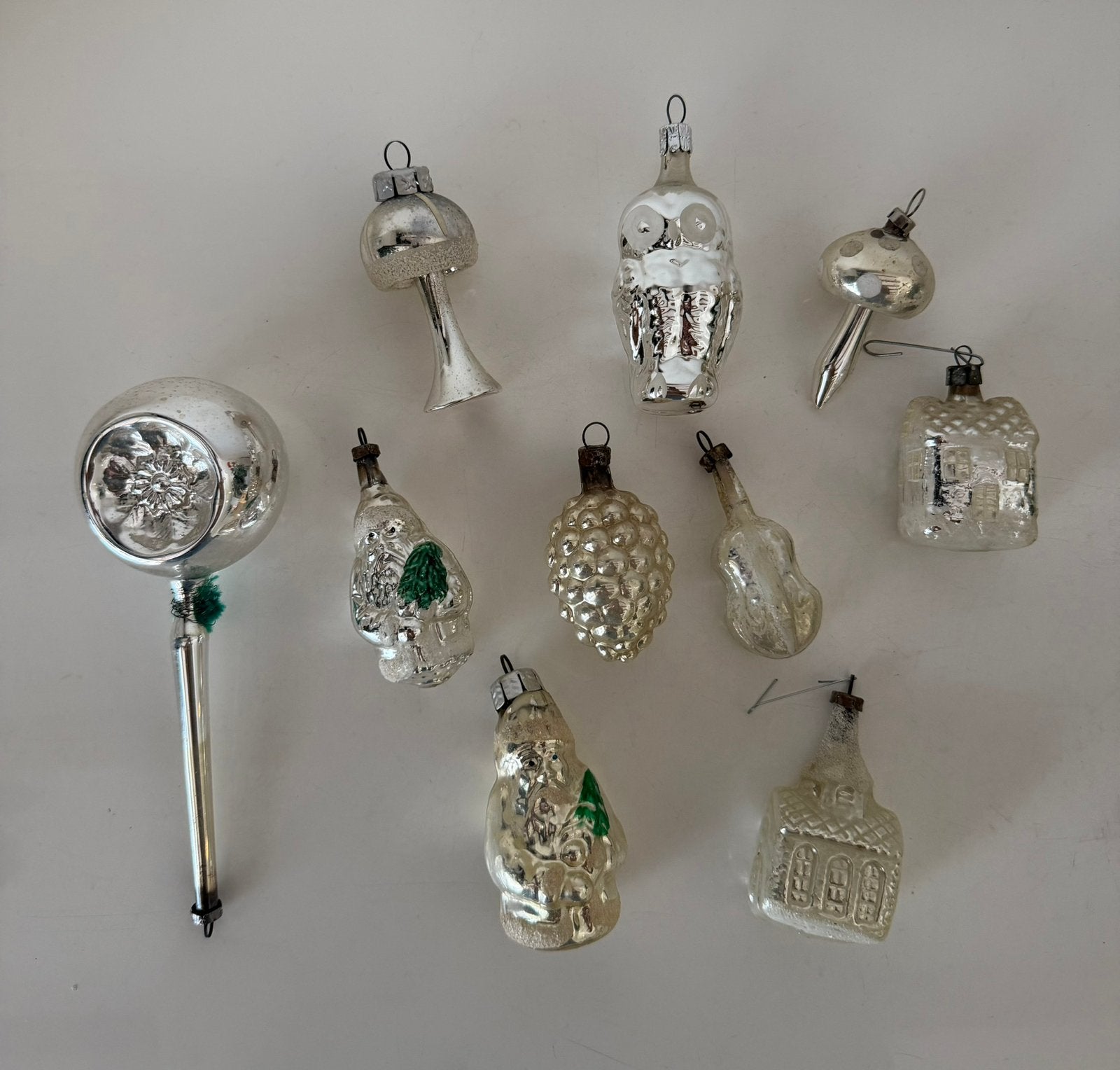 10 vintage/antieke kerstboom versieringen, Ophalen of Verzenden, Gebruikt