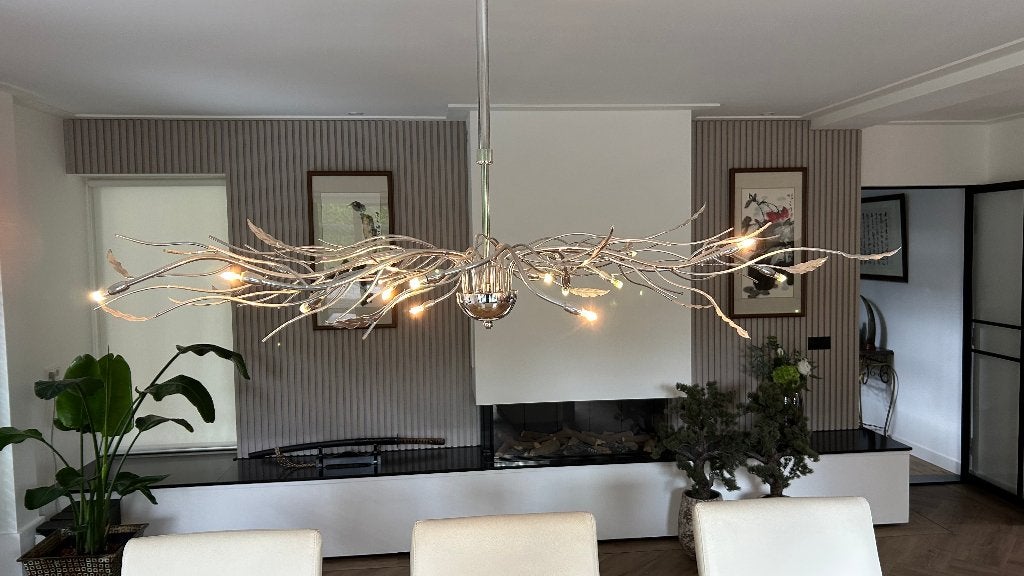 Rietveld Design hanglamp takken en bladeren, Ophalen, Zo goed als nieuw, G4, Metaal